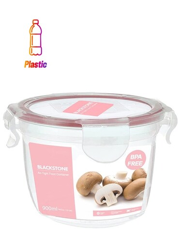 900ML Plastic Round Food Container with Airtight Locking Lid Clear Storage Bowl for Kitchen Pantry Organization Refrigerator Freezer Meal Prep Portion Control and Travel