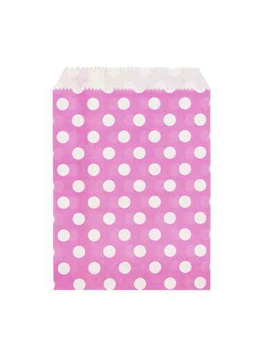 7 x 5 Inch Cookie Bags, 100 Biodegradable Paper Treat Bags - Use As Party Favors Or Candy Bags, Food Safe, Pink With Polka Dots Paper Food Bags For Baked Goods, For Buffets Or Parties
