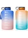 Large Water Bottle Gallon BPA Free Leakproof, Water Jug with Straw &amp; Handel &amp; Time Marker, Motivational Water Bottle Perfect for Fitness Gym Camping Outdoor Sports (3.78L, ORANGE-GREEN)
