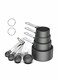 Stackable Stainless Steel Measuring Cups and Spoons Set with Plastic Heads, Accurate for Dry and Liquid Ingredients, Ideal for Baking and Cooking (Black)