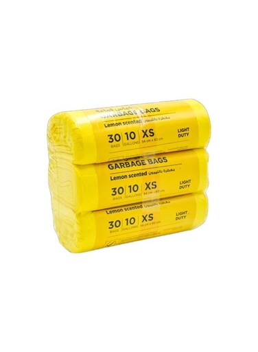 superstore Multi-Purpose Fragrance Scented Garbage Bag Roll for Garbage Bin/Dust Bin/Waste Basket/10 Gallons/30 Bags/54x60 cm/Lemon/Yellow (Pack Of 3)