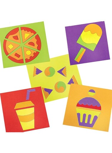 Imagimake Make with Shapes Activity Kit and Puzzle (3 Years +) to Learn Shapes, Sizes and Fine Motor Skills, Food Theme, 8 mm Foam (Multicolor)