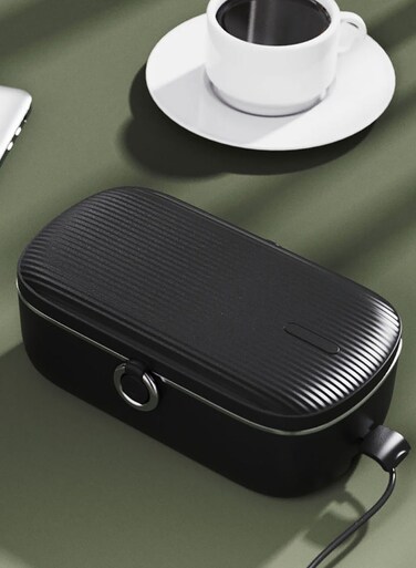 Larsen Cazma Electric Lunch Box-Portable Heated Food Warmer, Leak&acirc;&euro;&lsquo;Proof, 70&Acirc;&deg;C Temperature, Ideal for Office, Travel, Home, Quick And Easy Meal Heating, Black