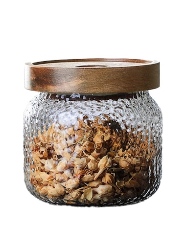 Glass Storage Jar, Glass Jar with Bamboo Lid 300ML(10 OZ), Kitchen Containers Decorative Jar Airtight Glass Jars, Anti-Slip Food Storage Container, for Tea Coffee Bean Sugar Candy Cookie Spice