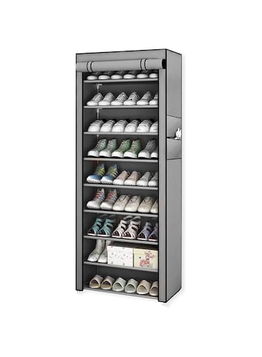 Sulfar Shoe Rack Organizer Storage with Dustproof Cover - 10-Tier Free Standing Shoe Racks Cabinet for Closets,Shoe Stand,Shoe Shelf Storage (Grey)