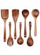 Non-Stick Kitchen Pan Toolset 7 Pieces Set,100% Natural Teak Kitchen Utensils Spatula, Wooden Cooking Utensils Spoons, Fried Spatula and Salad Fork