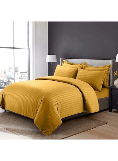 COLLECTION Stripe King Brown Duvet Cover set with 2 Pillow Case 240x260 cm