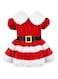 Christmas Dog Outfit, Santa Dog Dress Puppy Costume Xmas Dog Skirt for Small Dogs Girls Velvet Cat Apparel Thermal Holiday Pet Clothes (Red, L)
