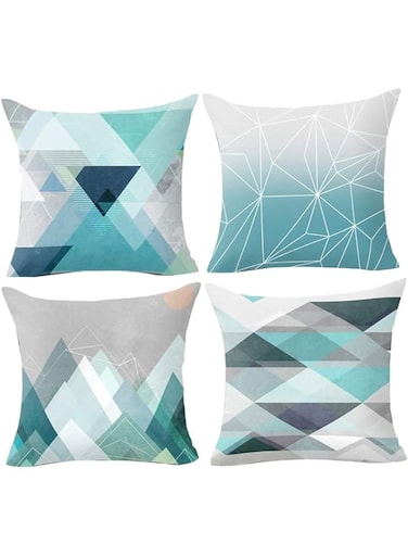 ELECDON Pillows Set, Modern Geometry Set of 4 Decorative Soft Plush Throw Pillow Covers Pillowcases Home Sweet Pillow Covers Outdoor Cushion Covers for Couch Sofa Cushion Cover, 18x18 Inches (blue)