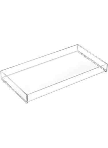 MaxGear Vanity Tray, Toilet Tank Storage Tray, Acrylic Bathroom Tray Bathtub Tray Bathroom Vanity Organizer Clear Perfume Tray Countertop for Soap, Towel, Tissue, Candle, 9.84 &times; 5 &times; 1.2 inch, Medium