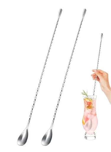 Pack Stirrers, Long Spoons for Stirring, 12 Inch Professional Spiral Stir Spoon for Bartenders, Home Bar Mixing Making