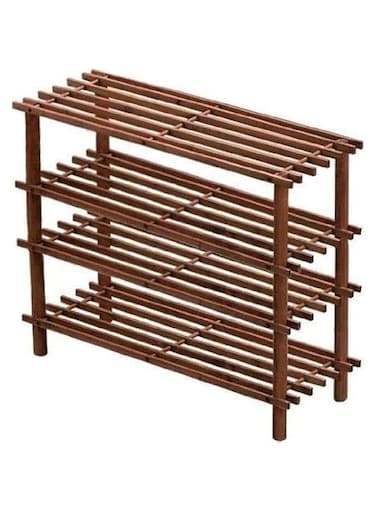 Showay Shoe Rack Wooden 4 Tier Size 64x26x67 cm Brown