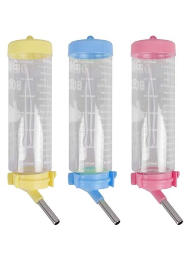 Oasisgalore 3 pcs Small Animal Water Bottle, Hamster Water Bottle Hanging on Cage Guinea Pig Water Bottle No Drip for Small Pet