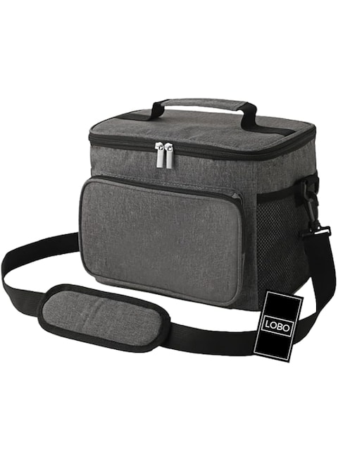 LOBO Insulated Lunch Bag - Waterproof, Durable &amp; Spacious Thermal Tote for Fresh Meals On-The-Go, with Adjustable Strap &amp; Multiple Pockets, Ideal for Work School Picnics, and Outdoor Adventures - Gray