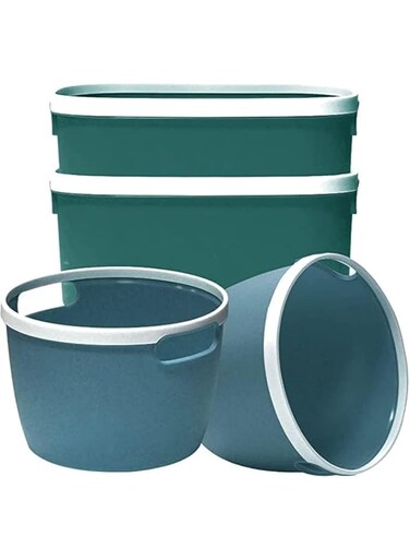JANNAH Kitchen Organizing Open Storage Baskets Storage Bins Box Round And Rectangular Pantry Storage Basket (Green)