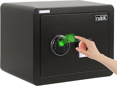Fingerprint Safe Box Large, Document Size Biometric Lock with Key, Fire Resistant Powder Coating, for Home Office Cash Money Documents (RB-30YFP, 30x38x30cm) Black