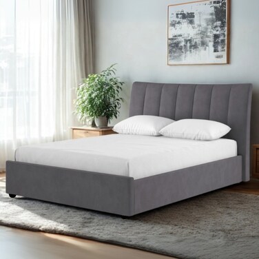 Serenity Springs Upholstered Large Twin Size Bed (140 X 190 CM) Grey Color
