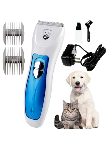 AMERTEER Dog Clippers &ndash; Professional Dog Grooming Trimmer, USB Rechargeable Cordless Pet Hair Trimmer, Quiet Electric Pet Shaver for Thick Coats, Cat Clippers &amp; Pet Grooming Kit (White)