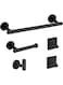 5-Pieces Matte Black Bathroom Hardware Set SUS304 Stainless Steel Round Wall Mounted Bathroom Accessories Kit(Includes 24" Hand Towel Bar, Toilet Paper Holder, 3 Robe Towel Hooks)