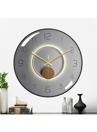WuqWik Wall Clock, 12 Inch Round Classroom Clock, 3D Curved Glass Large Wall Clock, Silent Non-Ticking Battery Operated Quartz Clock Decorative for School, Office, Living Room