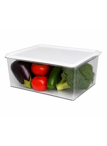 6.4L Refrigerator Storage Box T114626 &acirc;&euro;&ldquo; Large PET Fridge Organizer with Lid   Multi-Purpose Food Container for Fruits, Vegetables, Pantry, Freezer   BPA-Free, Durable, Clear Plastic Storage Bin (29&Atilde;&mdash;21&Atilde;&mdash;10.5 cm)