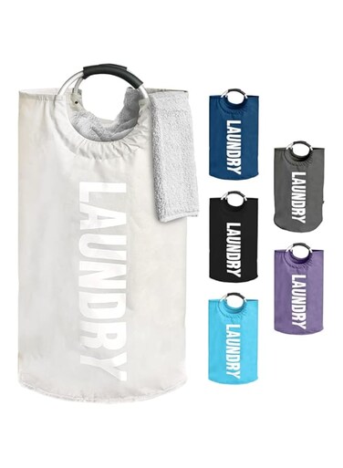 Laundry Basket, 82L Laundry Bag with handles, Laundry Bins, Oxford Material clothes basket for Bedroom and Bathroom - Washing Basket Grey