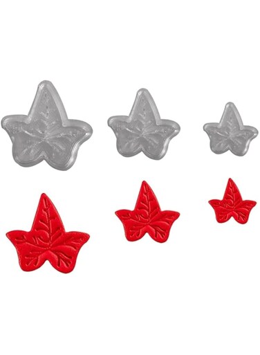 JSA 6pcs Ivy Leaf Cookie Fondant and Dough Cutter and Imprint, Drawing Stencils, Kids Educational Toys, Made with Reusable Food Grade Plastic Set