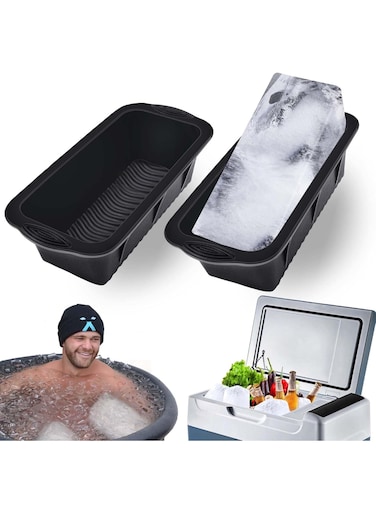 Large Ice Block Mold,2 Pack 4.7lbs Ice Cubes for Cold Plunge or Coolers,Reusable Silicone Ice Molds for Ice Bath Chiller,Big Ice Tray
