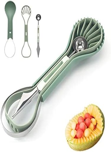 Melon Baller Scoop Set,Premium 6 In 1 Stainless Steel Watermelon Cutter Fruit Carving Tools,Fruit Scooper Seed Remover,Dig Pulp Separator Fruit Slicer