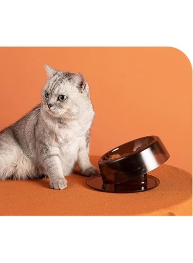 (0-22&deg;) Adjustable Angle Pet Feeder Cat and Dog Food Bowl Water Bowl Non-slip Pet Feeding BowL,Tilted Cat Food Bowls,Cat Bowls, Tilted Cat Feeding Bowls,Protect Pet's Spine,Dishwasher Safe(BLUE)