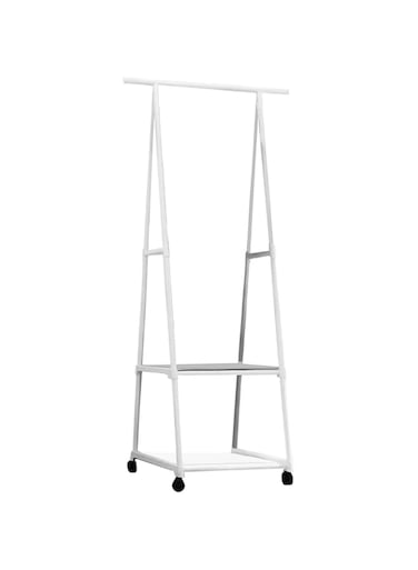 Cryfokt Clothing Rack, Easy to Assemble Rod Clothing Garment Rack, Triangular Rolling Clothes Organizer with Wheels, Multifunctional Multi Layer Movable Storage Rack for Hanging Clothes