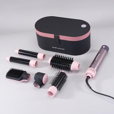 Enzo Professional EN-4133 6-In-1 Hair Dryer Brush &amp; Multi Styler - Ionic Hot Air Blow Dryer, Hair Straightener, Curler &amp; Volumizing Brush - JasperGrey - Intl Version
