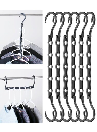Pack Black Space Saving Hangers, Magic Closet Organizers for Clothes
