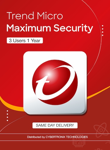 Trend Micro Maximum Security   3 Users 1 Year   Digital License   Same-Day Delivery