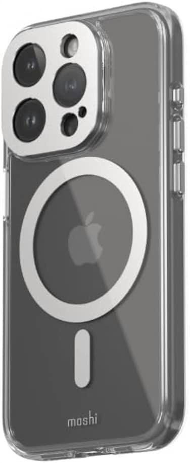 Moshi Iglaze Ultra Thin &amp; Slim, Super Clear Back Case Compatible With iPhone 15 Pro 2023, Shows Compatible With Logo, MagSafe Compatible, Silver