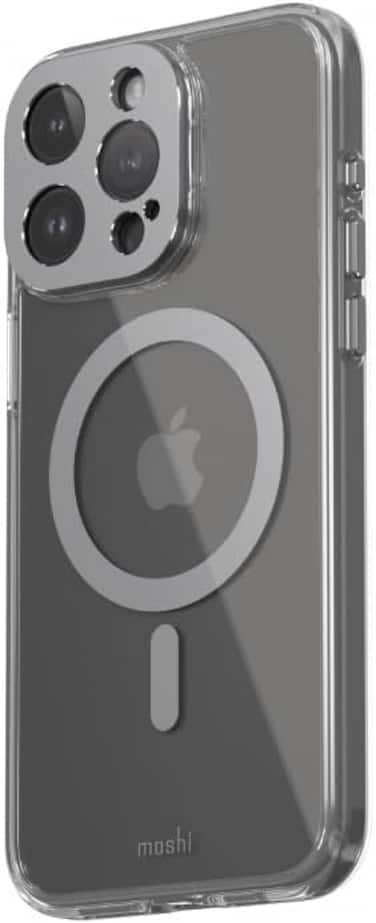 Moshi Iglaze Ultra Thin &amp; Slim Case Compatible With iPhone 15 Pro Max 2023, Super Clear Back Cover, Drop Protection, Scratch Resistant, MagSafe Compatible, Dark Gray