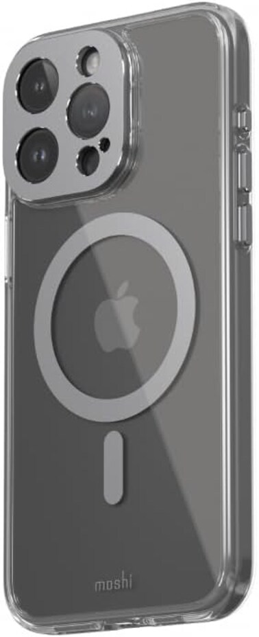 Moshi Iglaze Ultra Thin &amp; Slim Case Compatible With iPhone 15 Pro Max 2023, Super Clear Back Cover, Drop Protection, Scratch Resistant, MagSafe Compatible, Dark Gray