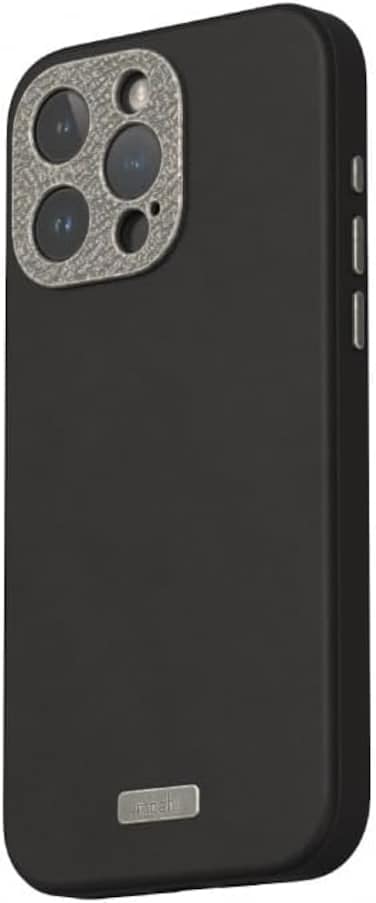 Moshi Napa Eco-Friendly Leather Case Compatible With iPhone 15 Pro Max 2023, MagSafe Compatible, Metal Lens Frame, Supports Wireless Charging, Black