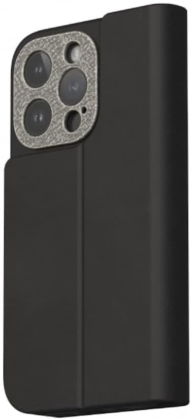 Moshi Overture Leather Folio Case Compatible With iPhone 15 Pro 2023-3-In-1 Cover-Wallet-Stand, MagSafe Compatible, 3X Card Slots, Metal Lens Frame- Black
