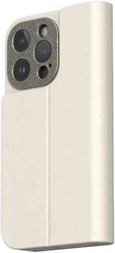 Moshi Overture Leather Folio Case Compatible With iPhone 15 Pro 2023-3-In-1 Cover-Wallet-Stand, MagSafe Compatible, Metal Lens Frame, Supports Wireless Charging, Beige