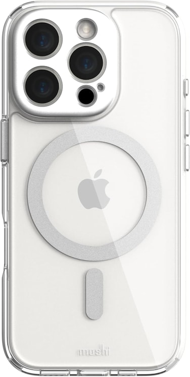 Moshi Iglaze With MagSafe Case For Apple iPhone 16 Pro 6.3" 2024, Drop Protection Ultra Thin &amp; Slim Back Cover, Anti-Yellowing, Scratch Resistant, Magnetic Wireless Charging, Silver