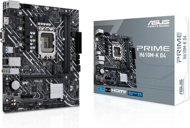 ASUS Prime H610M-K D4 Gaming Motherboard &ndash; LGA 1700, DDR4, PCIe 4.0, M.2 Slot, Realtek 1Gb Ethernet, SATA 6Gbps &ndash; High-Performance Micro-ATX Motherboard