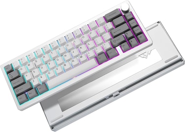YUNZII AL68 Wireless Mechanical Keyboard 60%,QMK/VIA Aluminum Keyboard,Hot Swappable Custom Keyboard with Knob,Gasket Structure,RGB Backlit Gaming Keyboard (Silver, Gateron Zero)