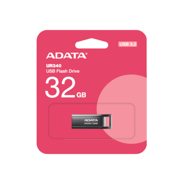 محرك أقراص فلاش ADATA UR340 سعة 32 جيجابايت USB 3.2   معدن الفضة   خفيف الوزن ومقاوم للماء ونقل سريع للبيانات