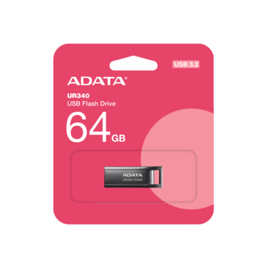 ADATA UR340 64GB USB 3.2 Flash Drive   Silver Metal   Lightweight Waterproof and Fast Data Transfer