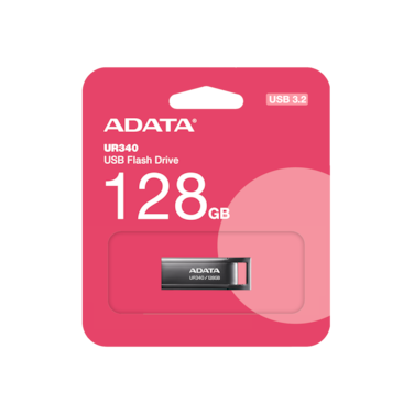 محرك أقراص فلاش ADATA UR340 سعة 128 جيجابايت USB 3.2   معدن الفضة   خفيف الوزن ومقاوم للماء ونقل سريع للبيانات