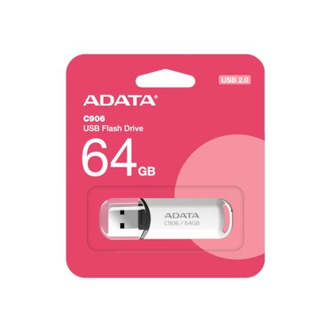 ADATA C906 Compact 64GB USB Flash Drive   White