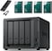 Synology DS925+ 4-Bay NAS Server, 32GB RAM, 48TB Storage (4 &times; 12TB NAS HDD), Desktop Network Storage Solution with 512GB External SSD for BackupIncludes 1st Wave External 512GB SSD for Back-up