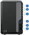 DS225+ 2-Bay NAS Storage System with 4TB Capacity (2&times;2TB) &ndash; Compact Private Cloud &amp; Backup Solution for Home and Small Office, Includes 512GB External SSD, 16GB RAM
