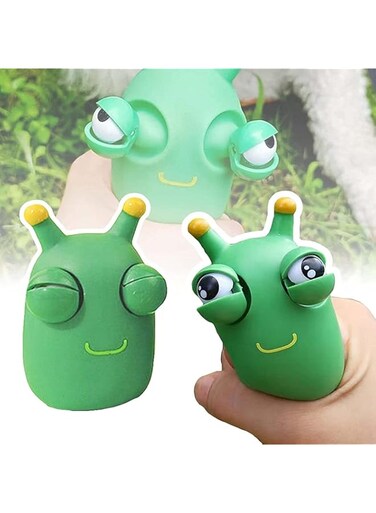 2-Pack Funny Grass Worm Pinch Toy   Green Contacts Pop Out it Eyes Squeeze Toys   Sensory Slug Fidgets Toy for Anxiety   Squishy Stress Relif Animals Balls for Toddlers Kids Adults
